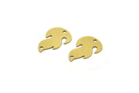 Brass Fire Charm, 24 Raw Brass Fire Shape Charms With 2 Hole (18x13x0.60mm) A3568
