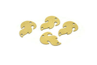 Brass Fire Charm, 24 Raw Brass Fire Shape Charms With 2 Hole (18x13x0.60mm) A3568