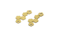 Pirinç Çiçek Tılsımı, 2 Delikli 24 Ham Pirinç Çiçek Şeklinde Tılsım, Tılsım Kolye Uçları (22x9x0,60 mm) A3581