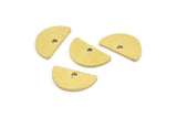 Semi Circle Charm, 24 Raw Brass Half Moon Charms With 1 Hole (12x7x0.80mm) A3917