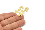 Semi Circle Charm, 24 Raw Brass Half Moon Charms With 1 Hole (12x7x0.80mm) A3917