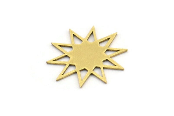 Brass Star Charm, 24 Raw Brass Star Shaped Charms, Charm Pendants, Connectors (18x17x0.60mm) A3541