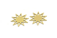Brass Star Charm, 24 Raw Brass Star Shaped Charms, Charm Pendants, Connectors (18x17x0.60mm) A3541