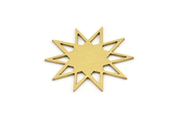 Brass Star Charm, 12 Raw Brass Star Shaped Charms, Charm Pendants, Connectors (23x21x0.60mm) A3557
