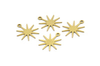 Brass Sun Charm, 12 Raw Brass Sun Charms With 1 Loop, Charm Pendants (17x15x0.60mm) A3556