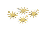 Brass Sun Charm, 12 Raw Brass Sun Charms With 1 Loop, Charm Pendants (17x15x0.60mm) A3556
