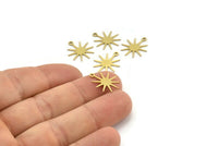 Brass Sun Charm, 12 Raw Brass Sun Charms With 1 Loop, Charm Pendants (17x15x0.60mm) A3556