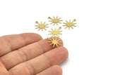 Brass Sun Charm, 12 Raw Brass Sun Charms With 1 Loop, Charm Pendants (17x15x0.60mm) A3556
