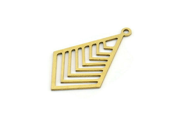 Brass Diamond Charm, 12 Raw Brass Diamond Shaped Charms With 1 Loop, Pendant Findings (30x18x0.60mm) A3661