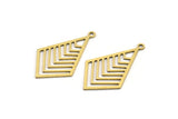 Brass Diamond Charm, 12 Raw Brass Diamond Shaped Charms With 1 Loop, Pendant Findings (30x18x0.60mm) A3661