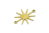Brass Sun Charm, 12 Raw Brass Sun Charms With 2 Loops, Connectors (22x17x0.60mm) A3555