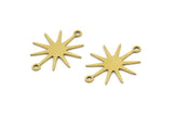 Brass Sun Charm, 12 Raw Brass Sun Charms With 2 Loops, Connectors (22x17x0.60mm) A3555