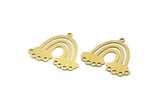 Brass Rainbow Charm, 10 Raw Brass Cloudy Rainbow Shaped Charms With 1 Loop And 8 Holes, Pendant Charms, Findings (23x27x0.60mm) A3668