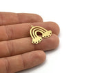 Brass Rainbow Charm, 10 Raw Brass Cloudy Rainbow Shaped Charms With 1 Loop And 8 Holes, Pendant Charms, Findings (23x27x0.60mm) A3668