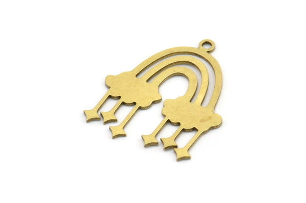 Brass Rainbow Charm, 12 Raw Brass Cloudy Rainbow Shaped Charms With 1 Loop, Pendant Charms, Earring Findings (25x21x0.60mm) A3666