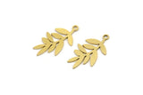 Brass Leaf Charm, 12 Raw Brass Leaf Charms With 1 Loop, Charm Pendants (22x13x0.60mm) A3567