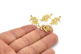 Brass Leaf Charm, 12 Raw Brass Leaf Charms With 1 Loop, Charm Pendants (22x13x0.60mm) A3567