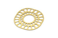 Pirinç Etnik Charm, 6 Ham Pirinç Etnik Motif Charm, Küpe Charm'ları (39x36x0,60 mm) A3526
