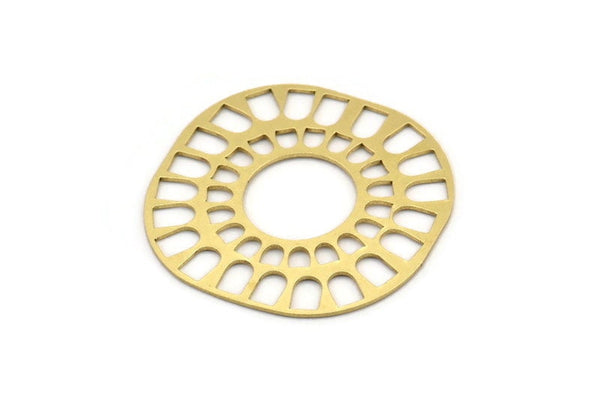 Pirinç Etnik Charm, 6 Ham Pirinç Etnik Motif Charm, Küpe Charm'ları (39x36x0,60 mm) A3526