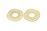 Pirinç Etnik Charm, 6 Ham Pirinç Etnik Motif Charm, Küpe Charm'ları (39x36x0,60 mm) A3526
