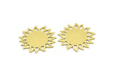 Brass Flower Charm, 8 Raw Brass Sunflower Shaped Charms, Earring Charms (25x23x0.60mm) A3598