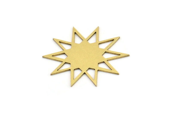 Pirinç Yıldız Tılsımı, 10 Ham Pirinç Yıldız Şekilli Tılsım, Tılsım Kolye Uçları, Bağlantı Elemanları (26x25x0,60 mm) A3658