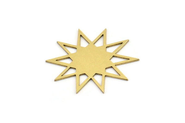 Brass Star Charm, 10 Raw Brass Star Shaped Charms, Charm Pendants, Connectors (26x25x0.60mm) A3658