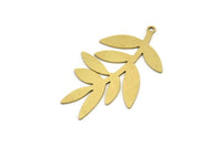 Brass Leaf Charm, 6 Raw Brass Leaf Charms With 1 Loop, Charm Pendants (42x27x0.60mm) A3528