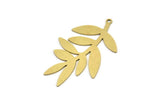 Brass Leaf Charm, 6 Raw Brass Leaf Charms With 1 Loop, Charm Pendants (42x27x0.60mm) A3528