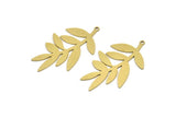 Brass Leaf Charm, 6 Raw Brass Leaf Charms With 1 Loop, Charm Pendants (42x27x0.60mm) A3528
