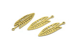 Brass Leaf Charm, 12 Raw Brass Leaf Charms With 1 Loop, Charm Pendants (28x9x0.60mm) A3586
