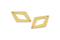 Brass Diamond Charm, 8 Raw Brass Diamond Charms With 2 Holes, Connectors (29x19x1mm) A3944