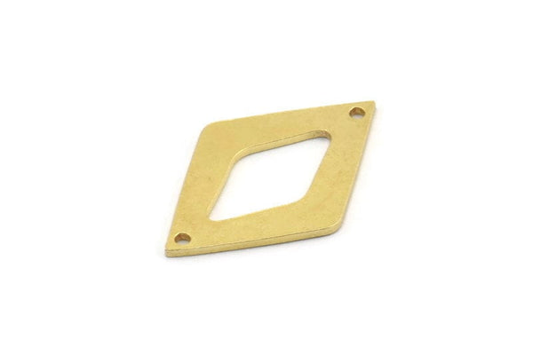 Brass Diamond Charm, 8 Raw Brass Diamond Charms With 2 Holes, Connectors (29x19x1mm) A3944