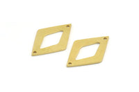 Brass Diamond Charm, 8 Raw Brass Diamond Charms With 2 Holes, Connectors (29x19x1mm) A3944