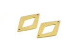Brass Diamond Charm, 8 Raw Brass Diamond Charms With 2 Holes, Connectors (29x19x1mm) A3944