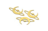 Brass Moon Charm, 24 Raw Brass Crescent Moon And Star Shaped Charms, Findings (13x25x0.60mm) A3973