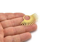 Brass Sun Charm, 8 Raw Brass Sun Charms, Charm Pendants (43x28x0.60mm) A3611