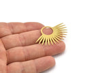 Brass Sun Charm, 8 Raw Brass Sun Charms, Charm Pendants (43x28x0.60mm) A3611