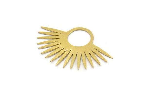 Brass Sun Charm, 8 Raw Brass Sun Charms, Charm Pendants (43x28x0.60mm) A3611