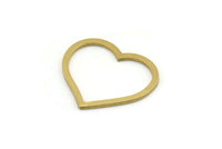Brass Heart Charm, 24 Raw Brass Heart Connectors, Findings (20x23x1mm) A3544