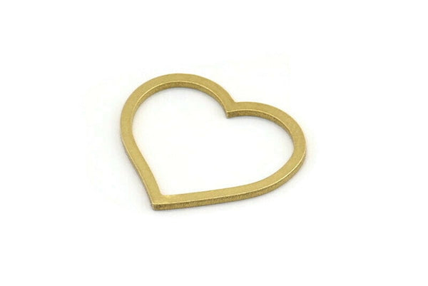 Brass Heart Charm, 24 Raw Brass Heart Connectors, Findings (20x23x1mm) A3544