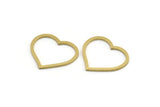 Brass Heart Charm, 24 Raw Brass Heart Connectors, Findings (20x23x1mm) A3544
