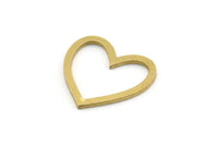 Brass Heart Charm, 24 Raw Brass Heart Connectors, Findings (17x18x1mm) A3546