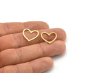 Brass Heart Charm, 24 Raw Brass Heart Connectors, Findings (17x18x1mm) A3546