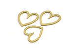 Brass Heart Charm, 24 Raw Brass Heart Connectors, Findings (17x17x1mm) A3549