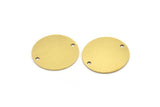 Brass Stamping Tag, 8 Raw Brass Round Charms With 2 Holes, Connectors (19x0.60mm) A3574