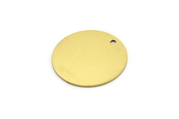 Brass Stamping Tag, 8 Raw Brass Round Charms With 1 Hole (19x0.60mm) A3572