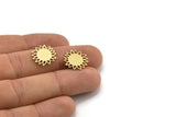 Brass Flower Charm, 24 Raw Brass Sunflower Shaped Charms, Earring Charms (16x15x0.60mm) A3516