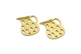 Brass Carafe Charm, 12 Raw Brass Carafe Charms With 1 Hole (18x14x0.60mm) A3656
