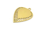 Brass Leaf Charm, 8 Raw Brass Leaf Charms With 1 Loop, Charm Pendants (27x21x0.60mm) A3529